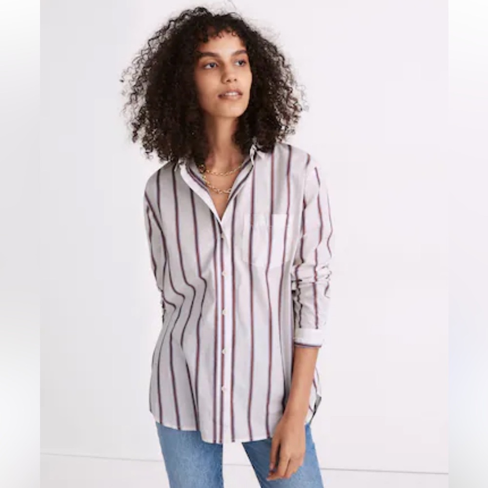 Madewell Overaized Ex-Boyfriend Button-Down Shirt in Odessa Stripe